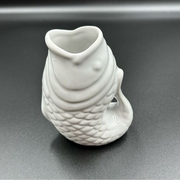 Bistro Brights Koi Fish Small Vase Jug Mug White 4.75” Tall - Picture 2 of 12